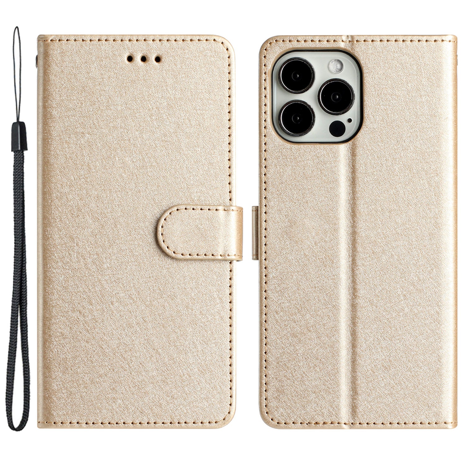 Silk Texture Flip Case for iPhone 12 Pro 6.1 inch PU Leather Phone Cover Wallet Stand with Wrist Strap Silk Texture Flip Case for iPhone 12 Pro 6.1 inch PU Leather Phone Cover Wallet Stand with Wrist Strap